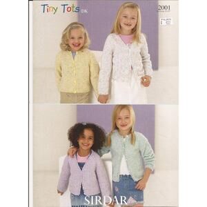 New Sirdar 2001 Tiny Tots DK Girls Toddlers Cardigan Sweater Knitting Pattern